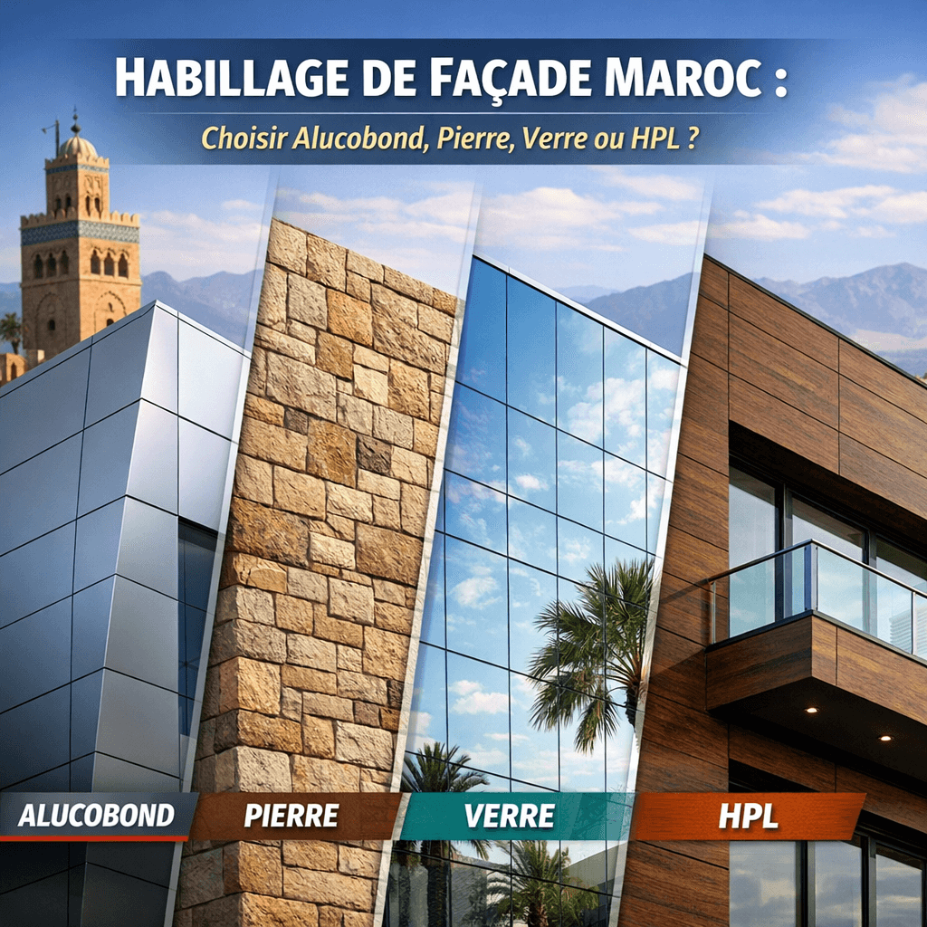 Habillage de Façade Maroc : Choisir Alucobond, Pierre, Verre ou HPL